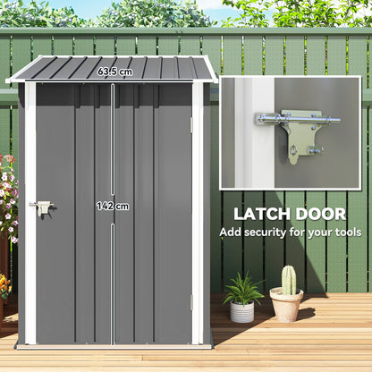 3.3ft x 3.4ft Lean to Garden Shed, Metal Outdoor Storage Shed with Single Lockable Door, Tool Storage Shed for Garden, Patio, Lawn, Grey