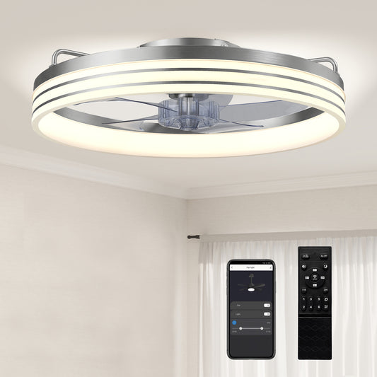 Ceiling Fan with Light and & App Control, 6 Speed, 50 cm, Silver