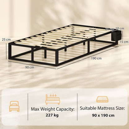 12 Slats Metal Platform Bed Frame with Storage Bag, Black