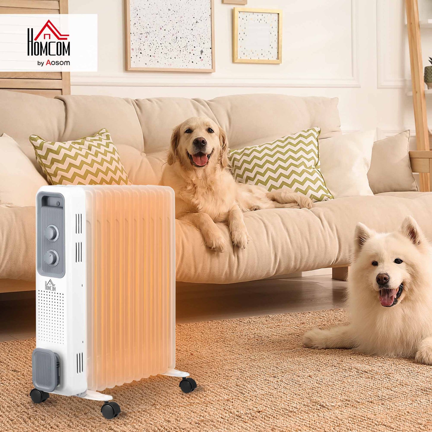 Oil Filled Radiator Portable Heater W/ 11 Fin, 3 Heat Settings, White