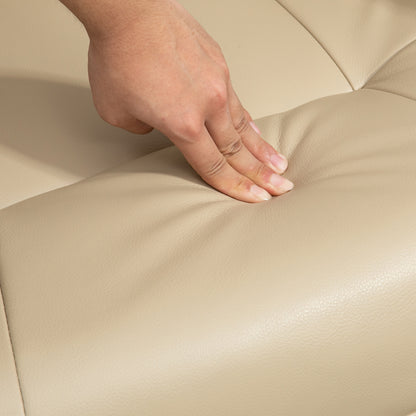 Ergonomic Office Recliner Sofa Chair PU Leather Armchair Lounger Cream