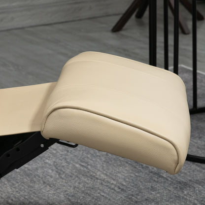 Ergonomic Office Recliner Sofa Chair PU Leather Armchair Lounger Cream