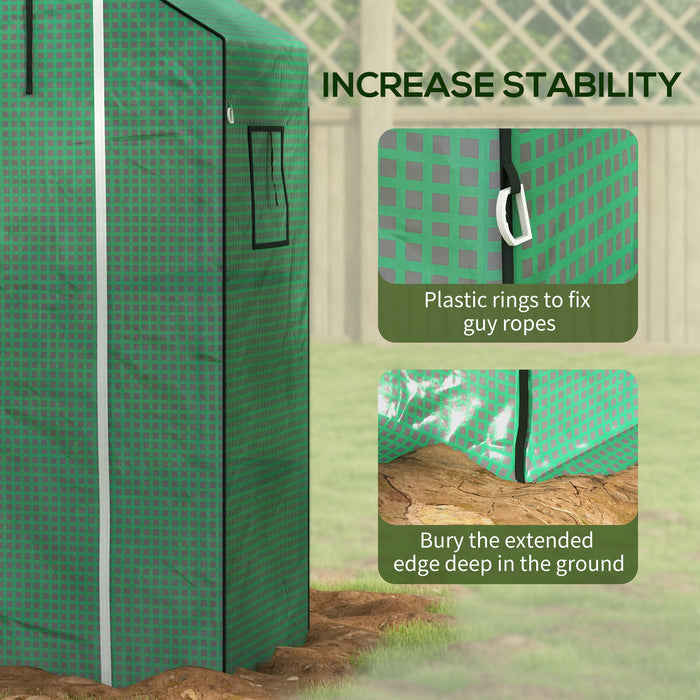 Greenhouse Cover Replacement Walk-in PE Hot House Cover with Roll-up Door and Windows, 140 x 73 x 190cm, Green