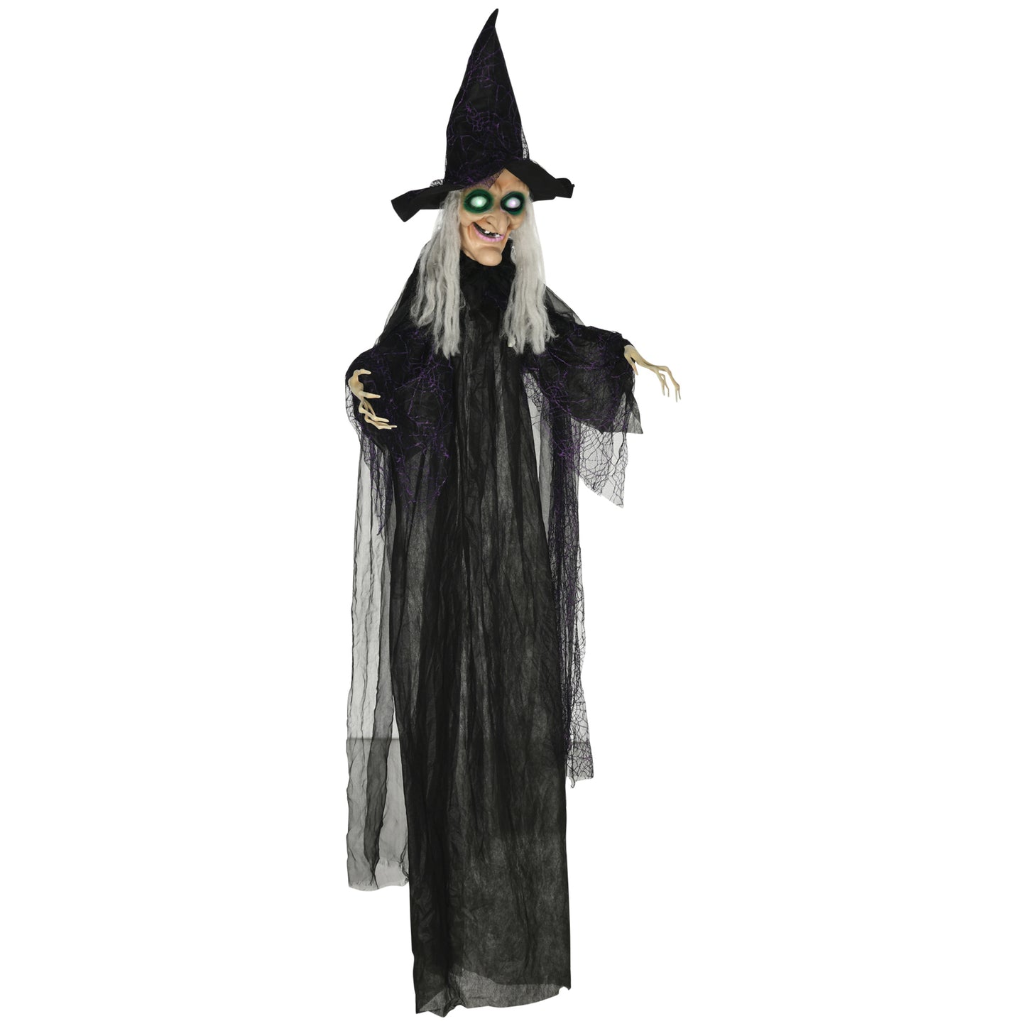 Hanging Witch Prop Life Size with Light Up Eyes, Talking Sound