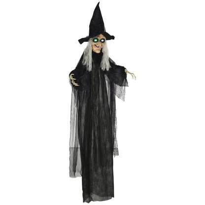 Hanging Witch Prop Life Size with Light Up Eyes, Talking Sound