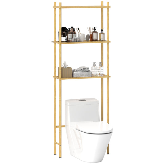 Bamboo Over Toilet Storage Unit with 3 Slatted Shelves, Natural