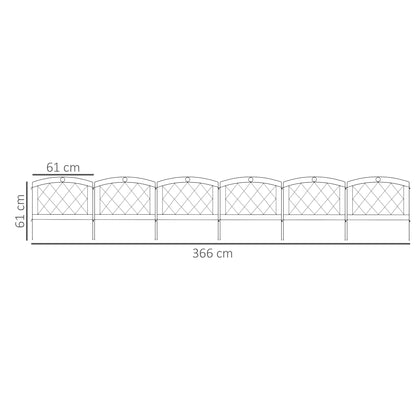 Metal Decorative Outdoor Picket Fence Panels Set of 6, Black