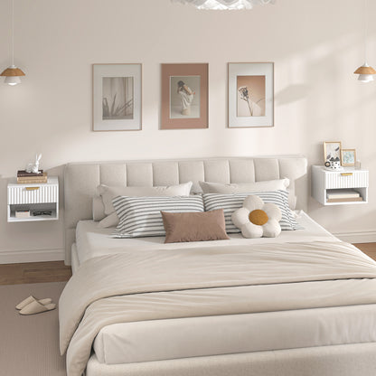 Floating Nightstands Set of 2, Wall Mounted Bedside Tables, White