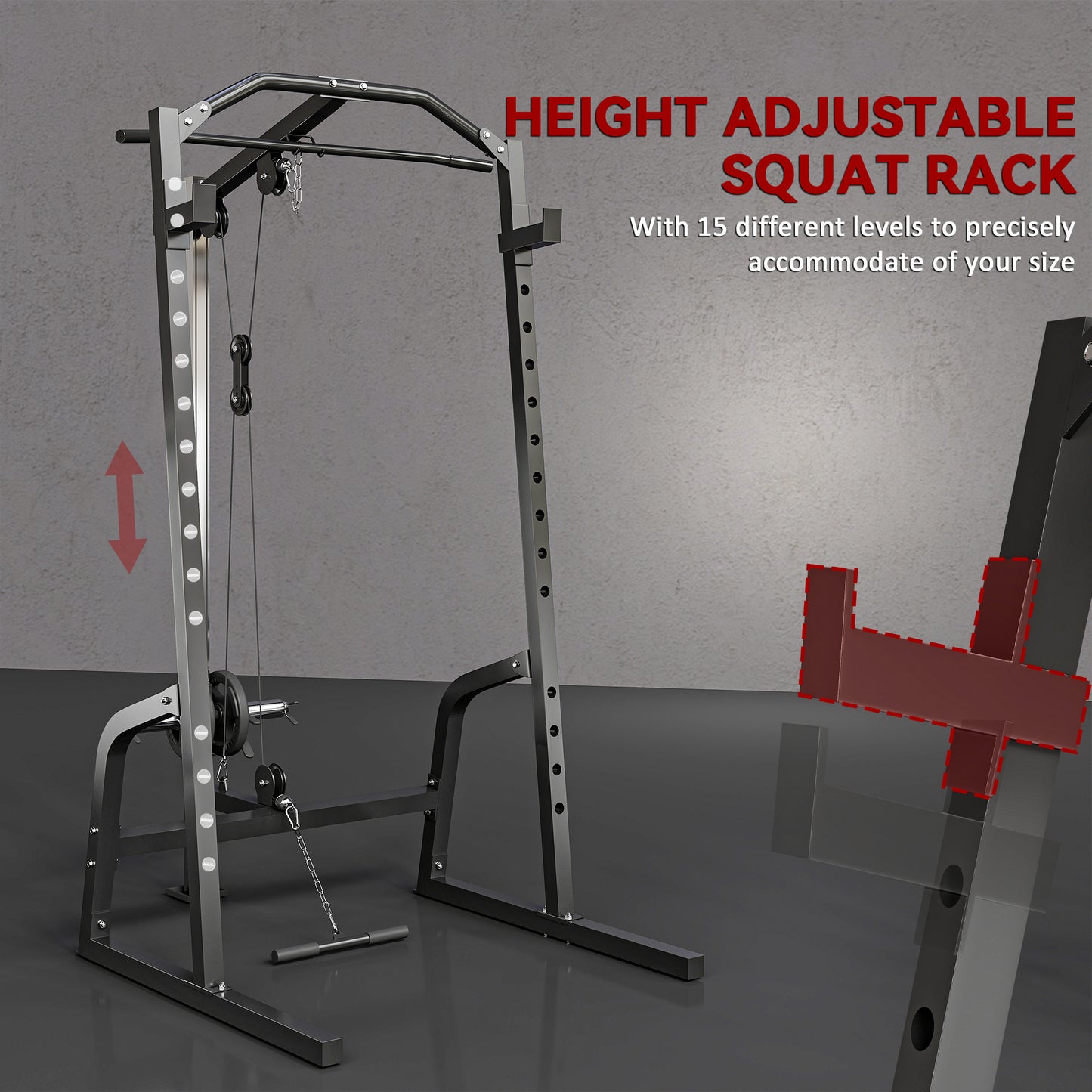 Cable Crossover Machine with Pulley System, Squat Rack