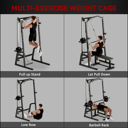 Cable Crossover Machine with Pulley System, Squat Rack