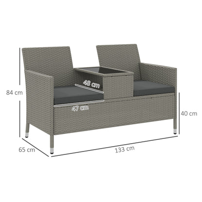 Rattan Chair Garden Furniture Patio Companion Love Seat Table Grey