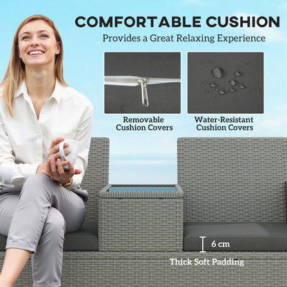 Rattan Chair Garden Furniture Patio Companion Love Seat Table Grey