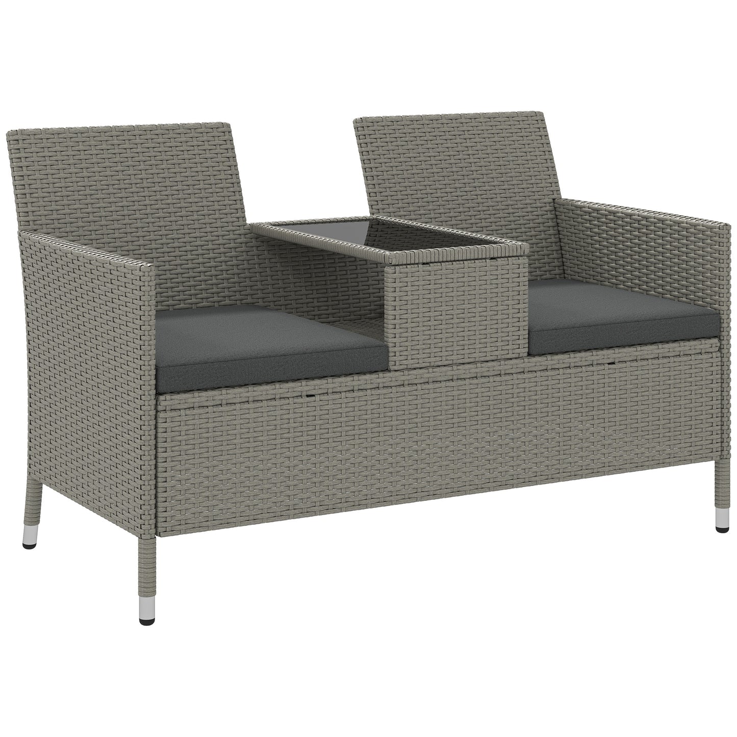 Rattan Chair Garden Furniture Patio Companion Love Seat Table Grey