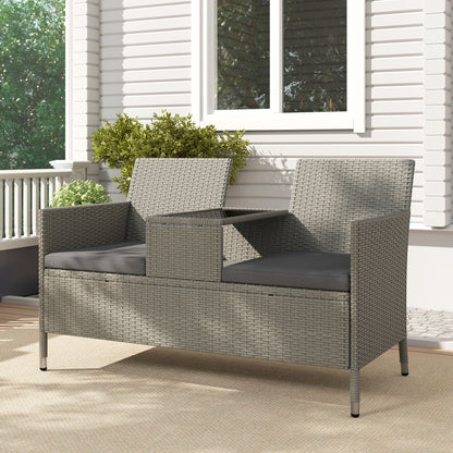 Rattan Chair Garden Furniture Patio Companion Love Seat Table Grey