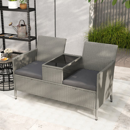 Rattan Chair Garden Furniture Patio Companion Love Seat Table Grey