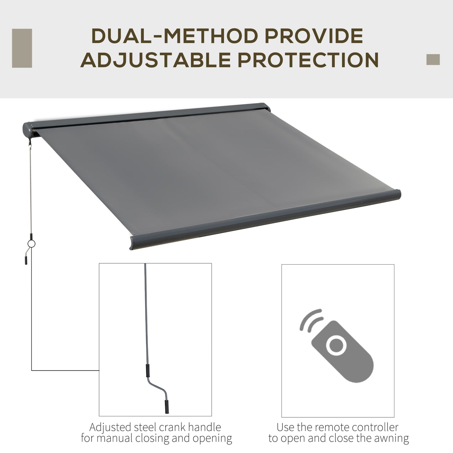 DIY Retractable Canopy with Remote Controller for Patio, Grey