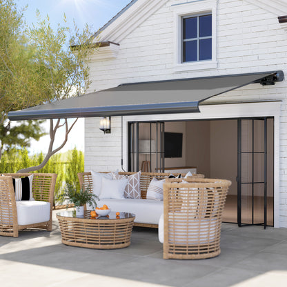 DIY Retractable Canopy with Remote Controller for Patio, Grey