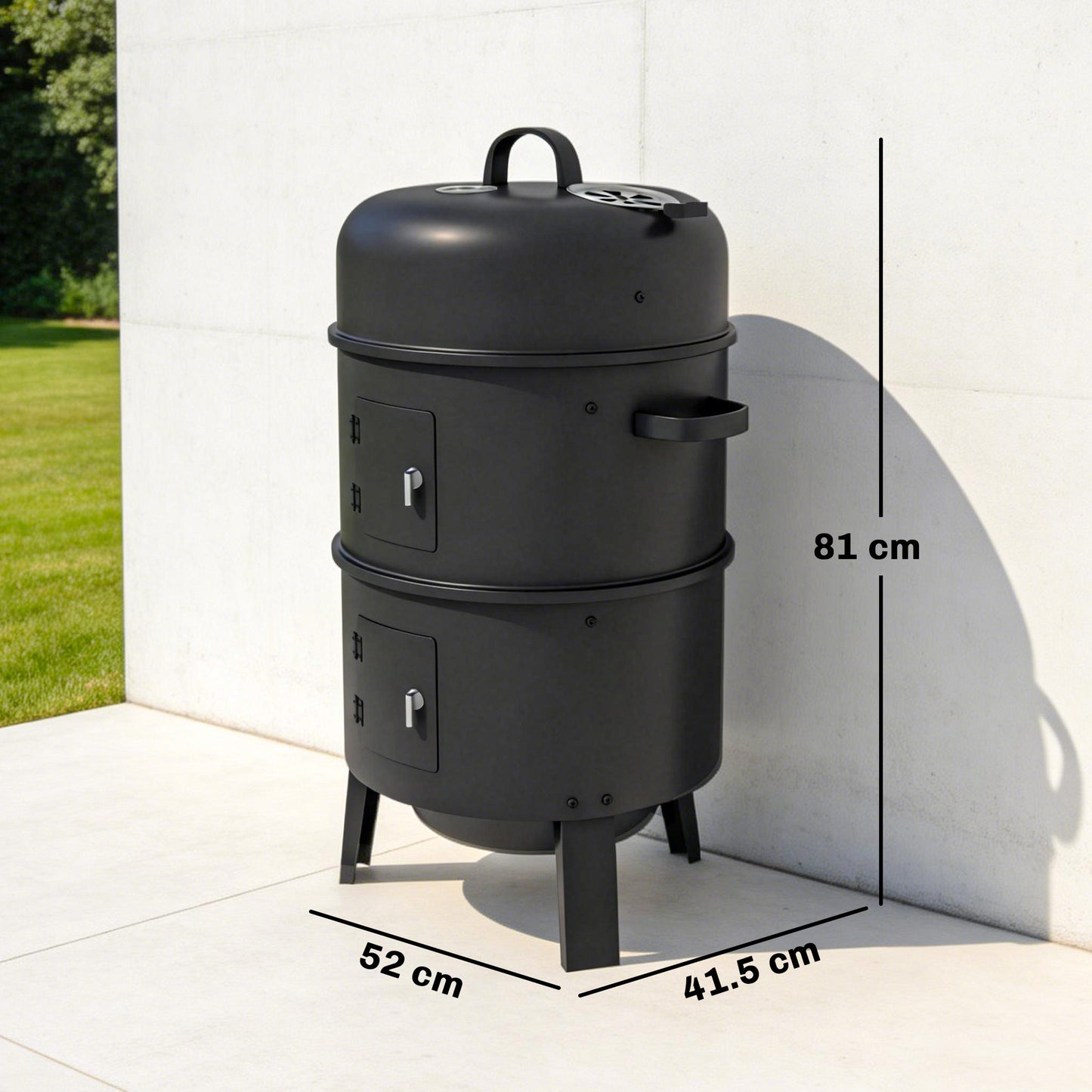 3-in-1 Vertical Charcoal Smoker with 2 Grill Grates, Thermometer