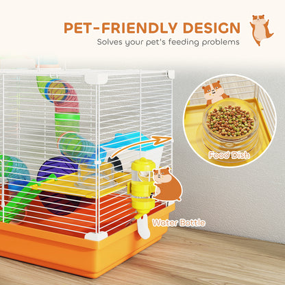 2 Tier Hamster Cage Small Animal House w/ Exercise Wheels Tunnel