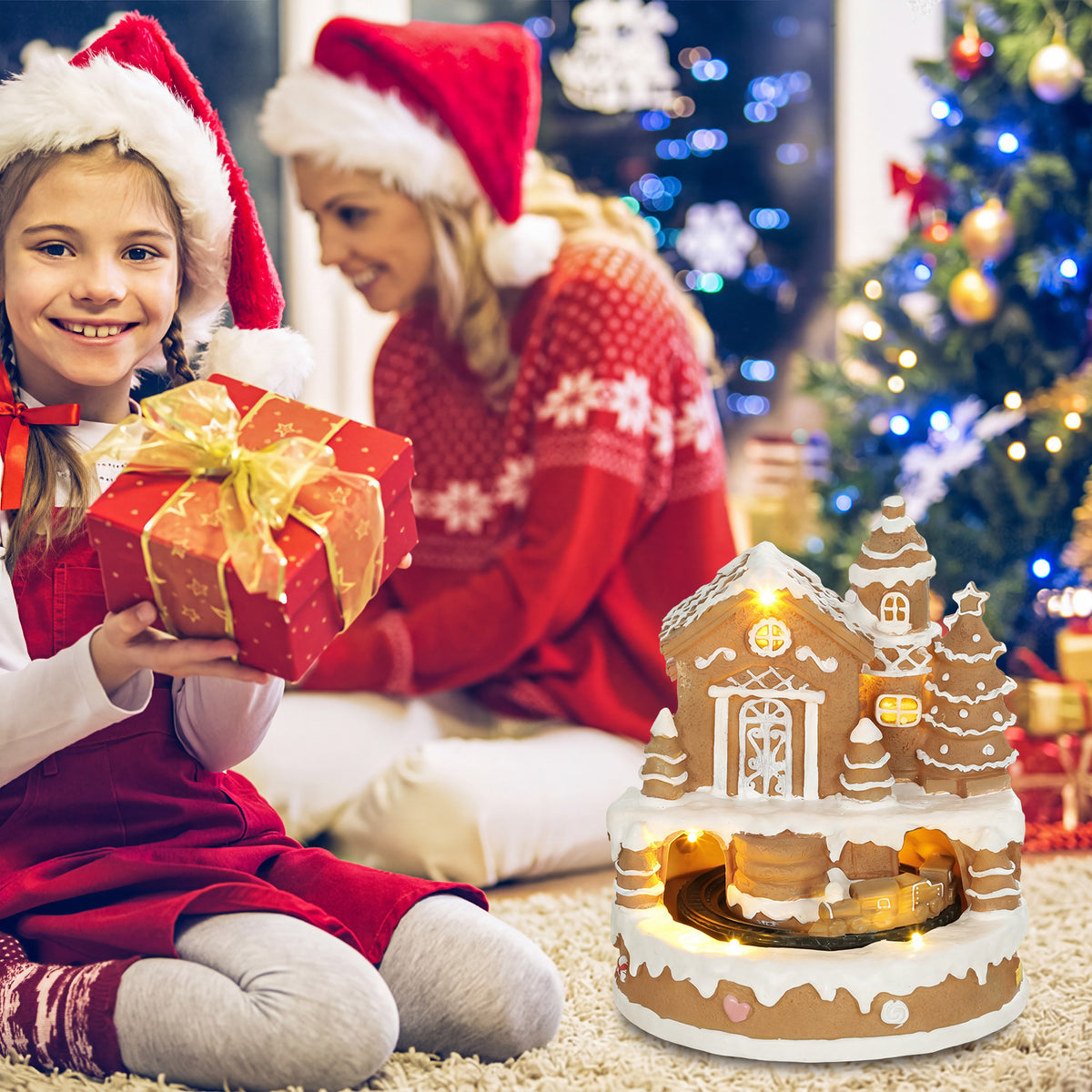 Christmas Gingerbread House with LED Lights, Music