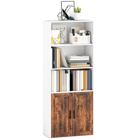 5-Tier Bookcase, Tall Bookshelf with Adjustable Shelf, Rustic Brown