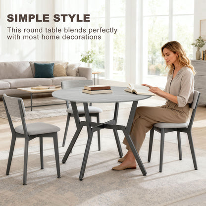 Small Kitchen Table with Black Steel Legs, Dining Table, Grey