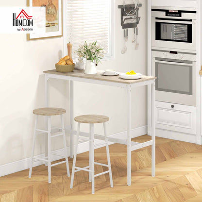 3 Piece Bar Set, Industrial Kitchen and Chair Set Oak