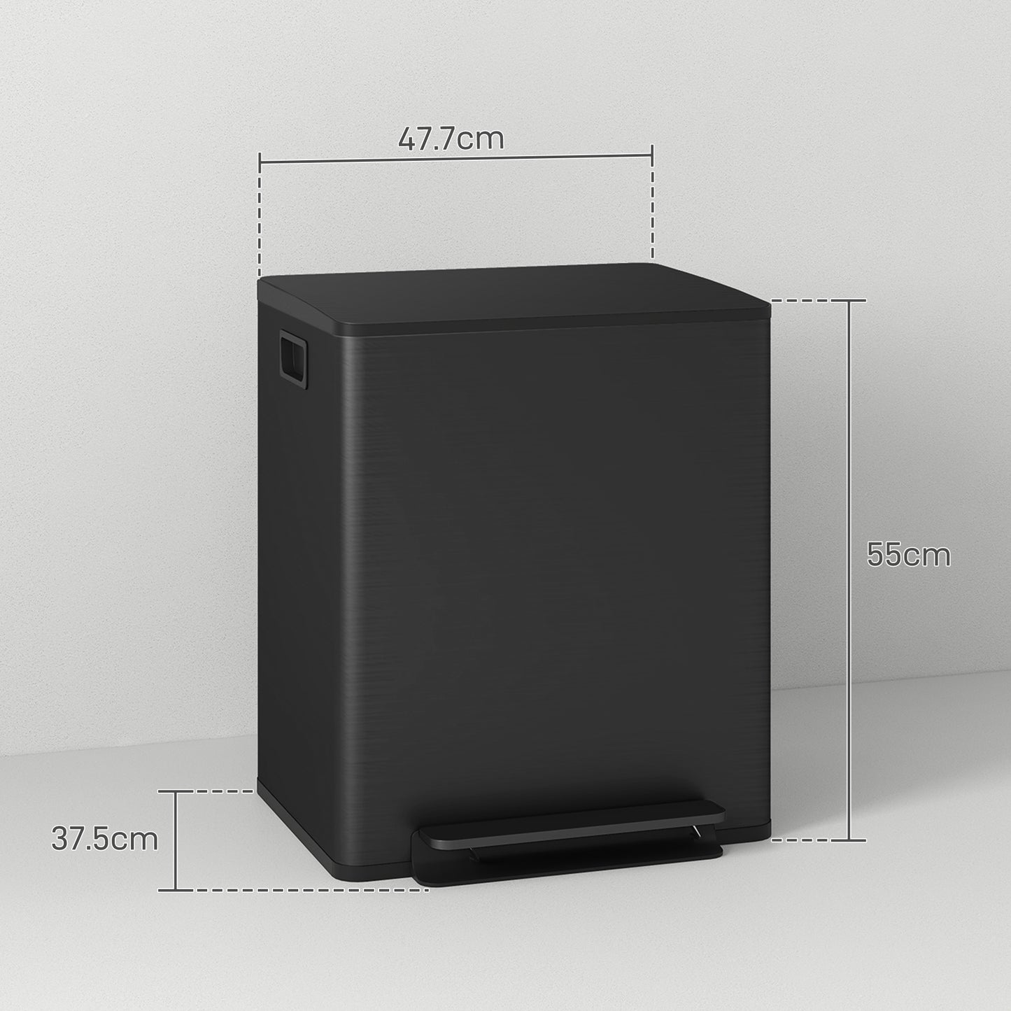 2 x 25L Double Kitchen Bin, Pedal Bin with Soft-Close Lid, Black