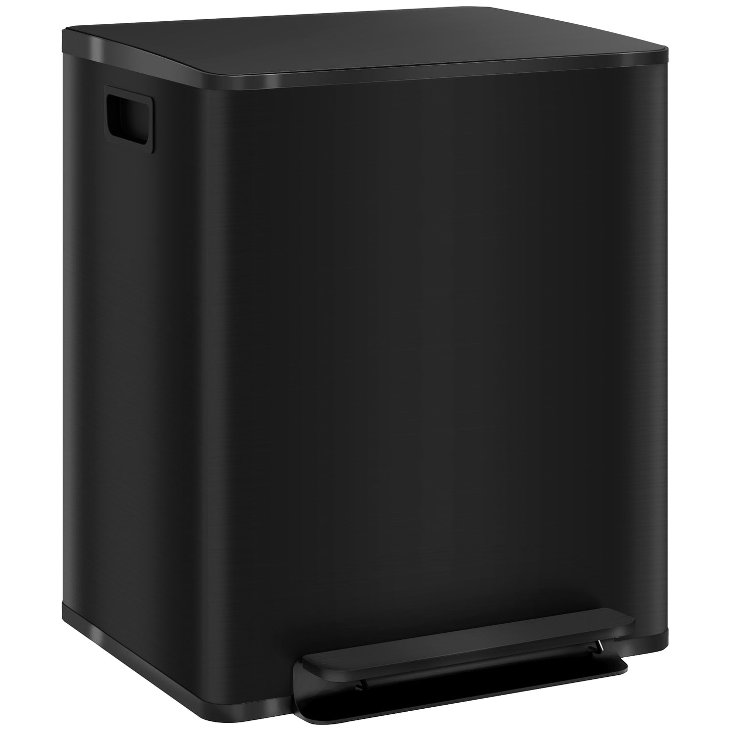 2 x 25L Double Kitchen Bin, Pedal Bin with Soft-Close Lid, Black