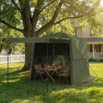 Pop Up Gazebo Waterproof with Awning 2 x 2 m Army Green
