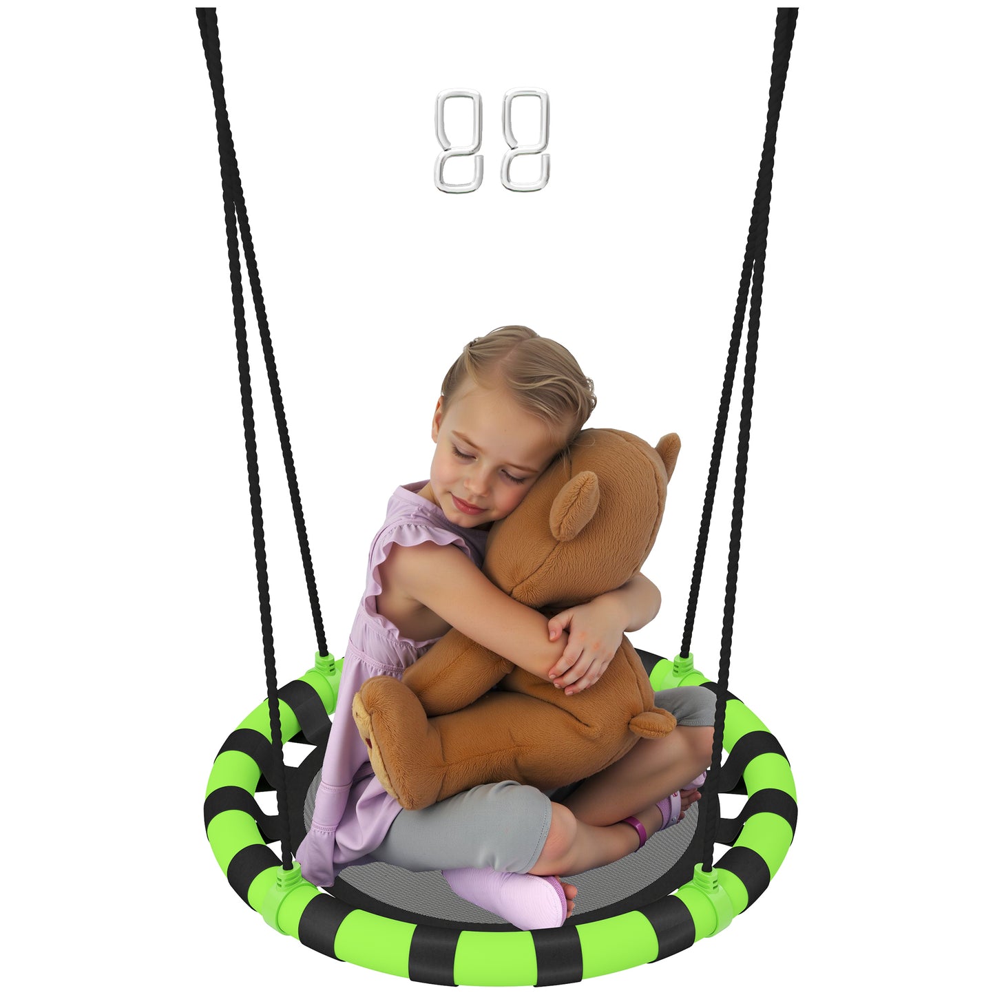 Kid Nest Swing Seat, 60cm Diameter Round Saucer Swing Set, Black