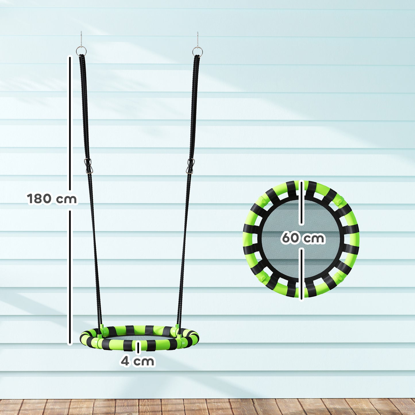 Kid Nest Swing Seat, 60cm Diameter Round Saucer Swing Set, Black