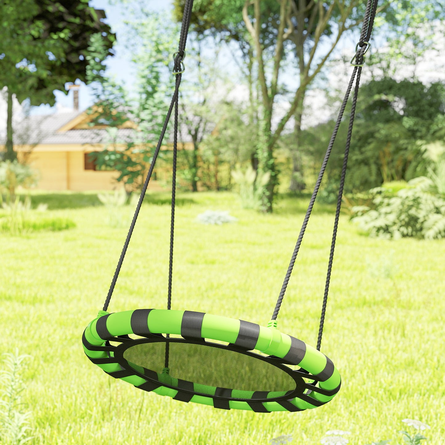 Kid Nest Swing Seat, 60cm Diameter Round Saucer Swing Set, Black