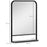 Modern Square Wall Mirror with Storage Shelf, 70 x 50 cm Mirrors for Living Room, Bedroom, Black