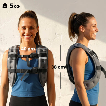 5KG Weighted Vest, Running Weight Vest with Adjustable Straps, Convenient Pocket and Reflective Strips, for Men and Women Cardio Exercise Strength Training Workout