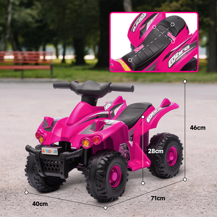 6V Kids Electric Quad Bike with Music, Forward Function, Pink