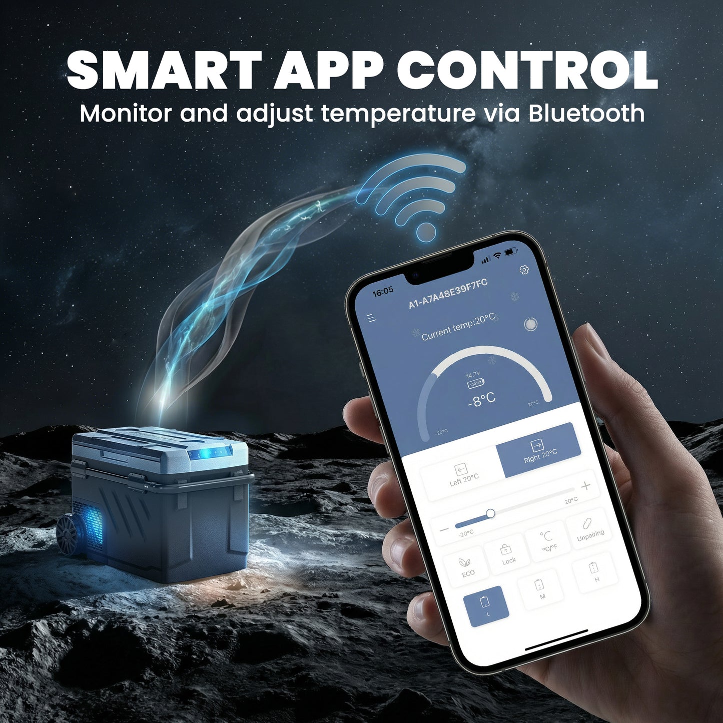 40L Compressor Car Fridge Freezer, Dual Zone with App Control