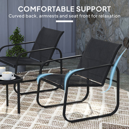 Garden Bistro Set, Metal Garden Furniture Set with Mesh Chairs