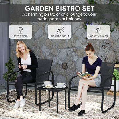 Garden Bistro Set, Metal Garden Furniture Set with Mesh Chairs
