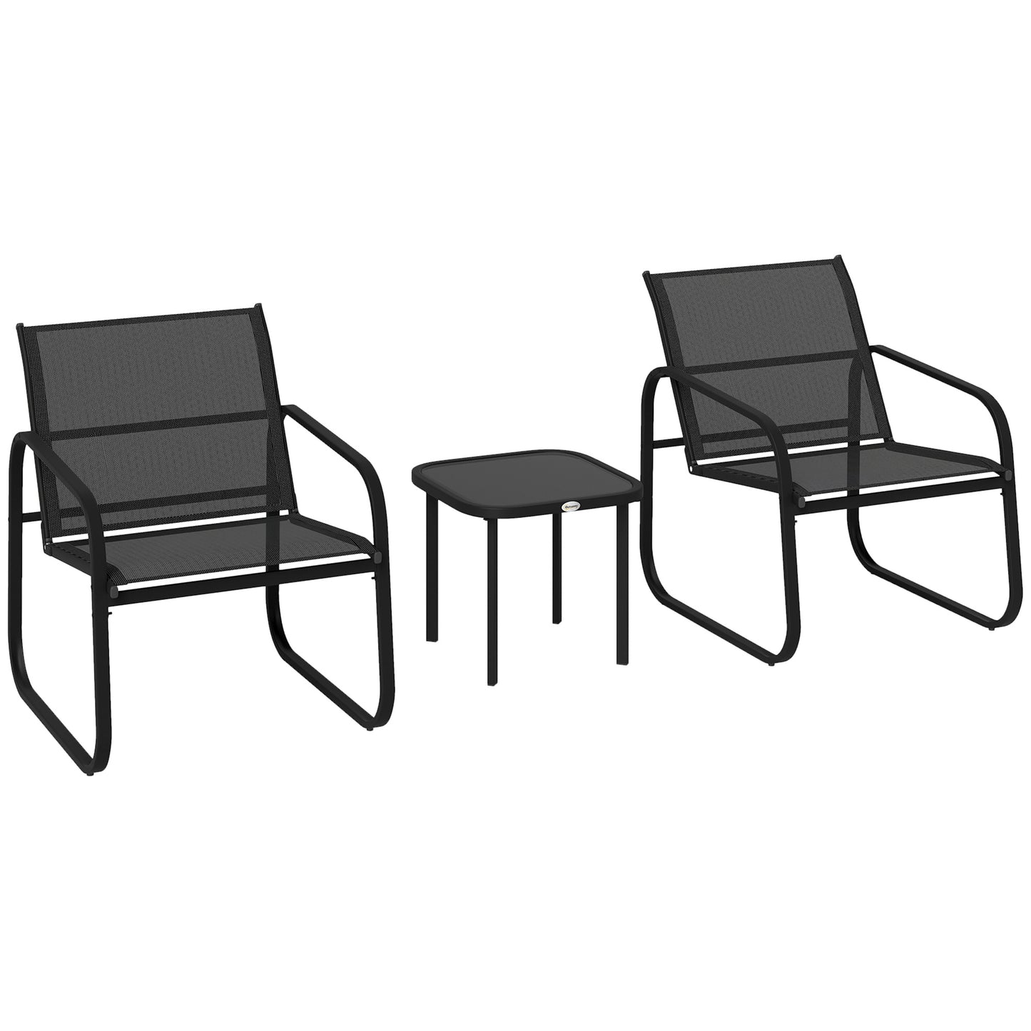 Garden Bistro Set, Metal Garden Furniture Set with Mesh Chairs