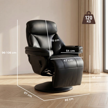 Upholstered Reclining Armchair with Adjustable Backrest, Black