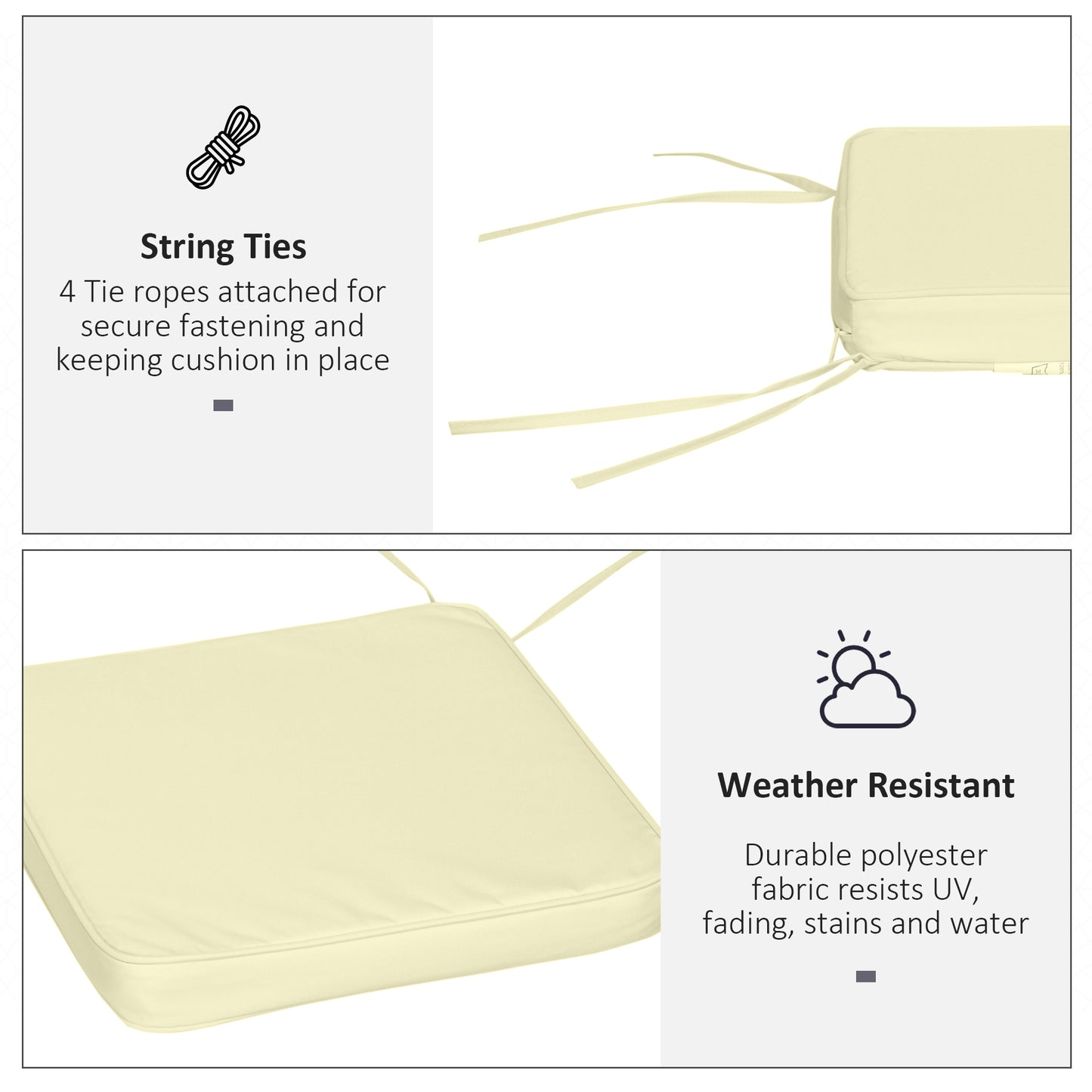 Set of 6 Chair Cushion Seat Pads Dining Chair w/ Straps Indoor Outdoor