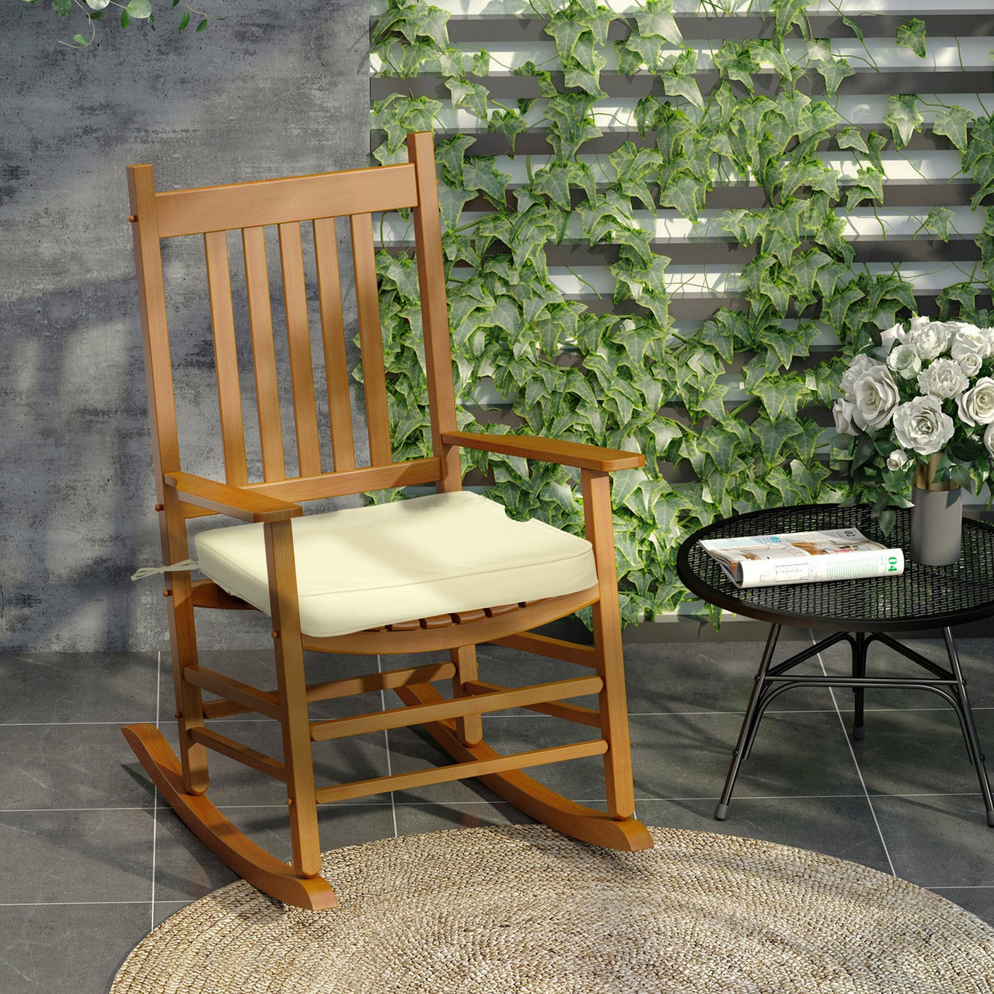 Set of 6 Chair Cushion Seat Pads Dining Chair w/ Straps Indoor Outdoor