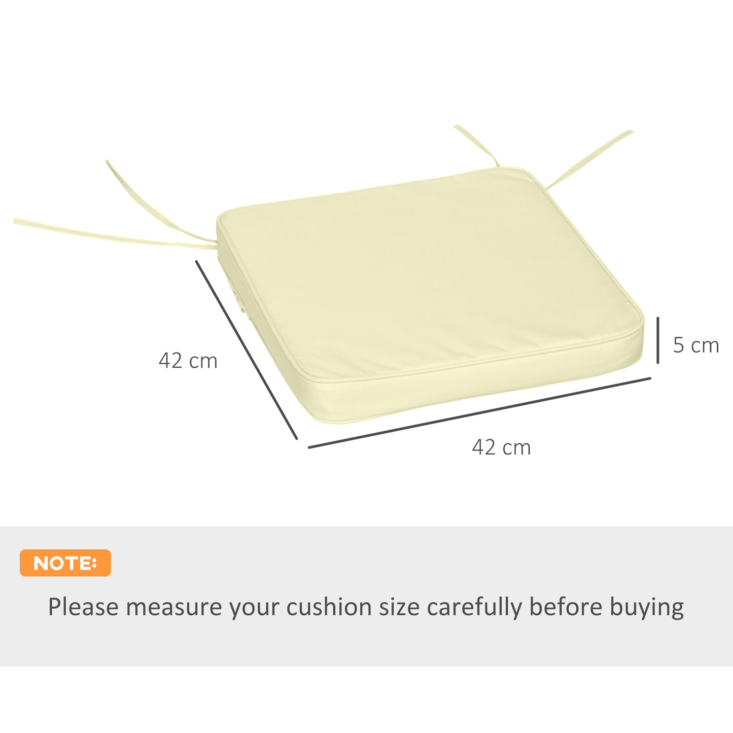 Set of 6 Chair Cushion Seat Pads Dining Chair w/ Straps Indoor Outdoor