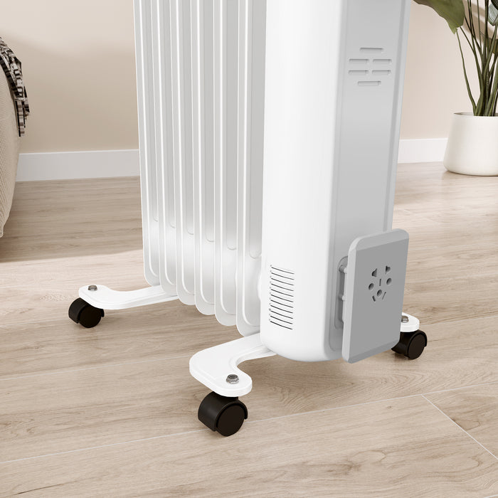 1500W 7 Fin Oil Filled Heater Radiator for Home, White