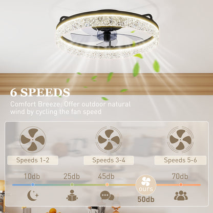 Ceiling Fans with Lights and Remote & App Control for Bedroom, Black