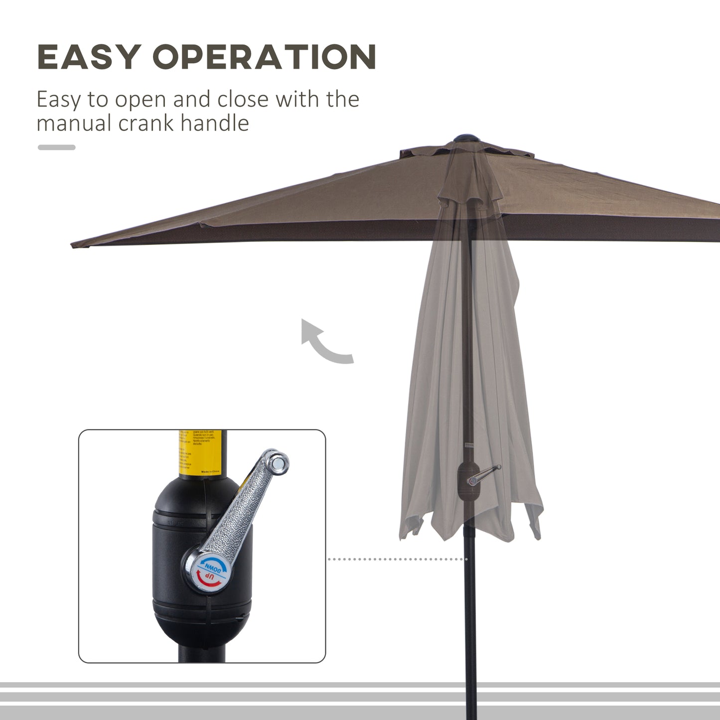 2.7m Metal Frame Garden Furniture Parasol Half Round Umbrella