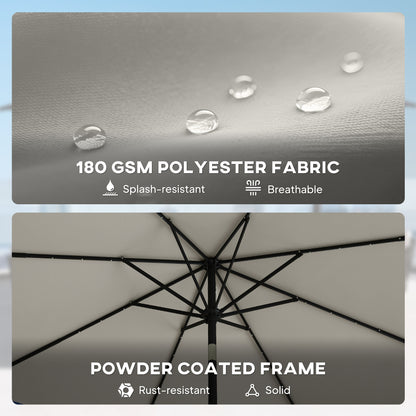 2.6 m Garden Parasol Umbrella with Light, Outdoor Patio Umbrella