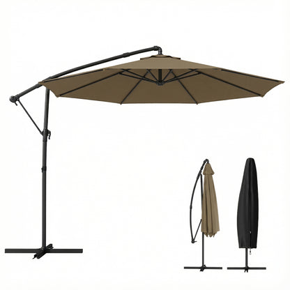 3 m Garden Cantilever Parasol with Cover, Rotation, Khaki