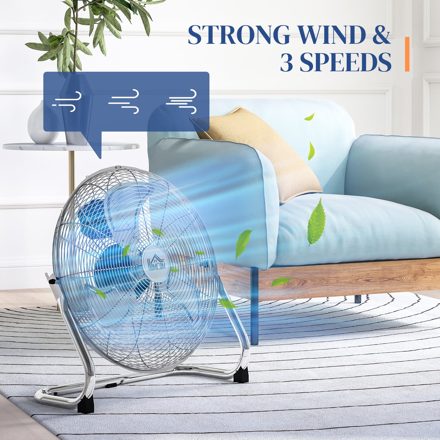Electric Portable Table Fan with Powerful Airflow, Silver Tone